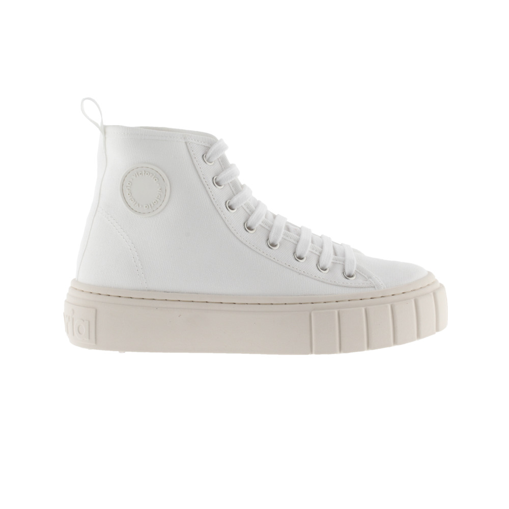 Victoria Abril Zapatillas abotinadas de lona con cordones al tono y tirador trasero 1270100