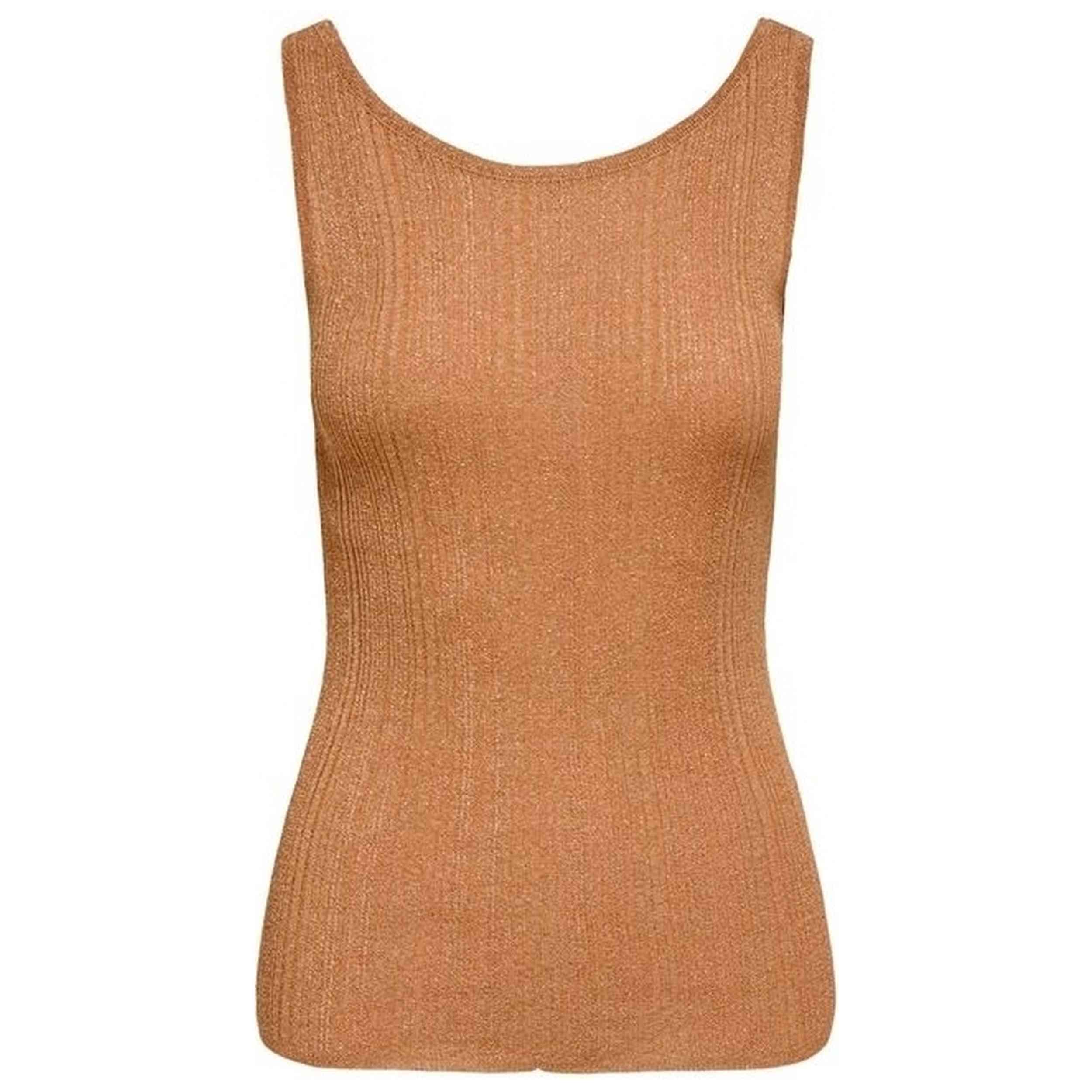 Camiseta Only modelo Onlanna Sl Glitter Rib Top Knt en color Marrón