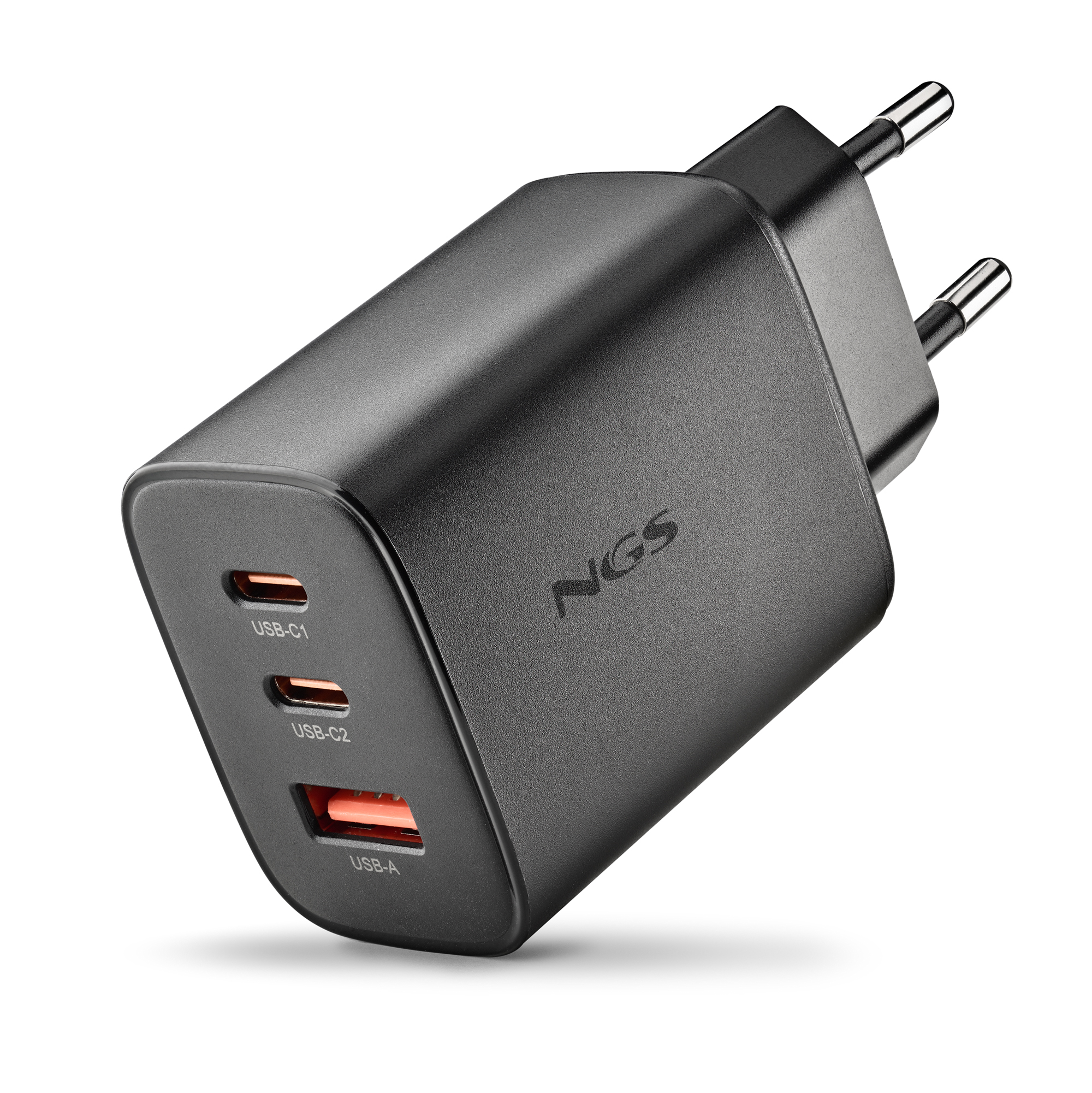 Cargador Universal NGS 65W con GaN, 3 Puertos USB, Carga Rápida PD, PPS y QC 3.0, Compacto y Portátil para Smartphone, Tablet y Laptop