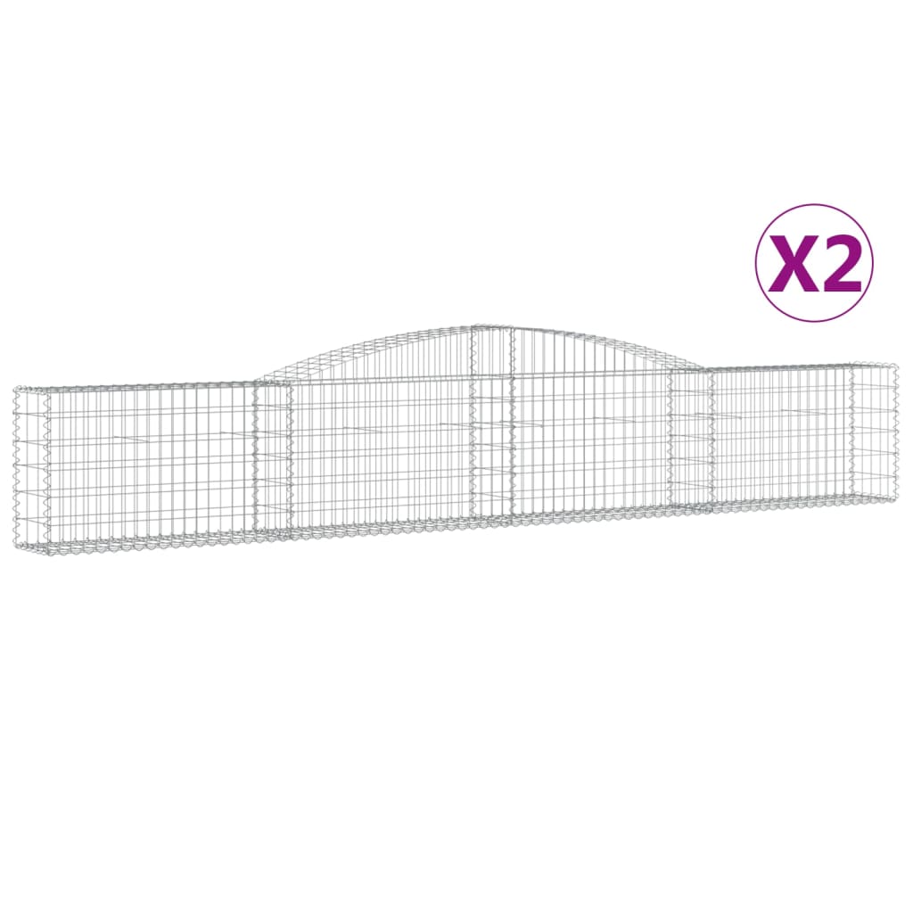 Vidaxl Cestas de Gaviones 2 Uds Forma de Arco Hierro Dimensiones 400 X 30 X 60/80 Cm, 400 X 30 X 120/140 Cm, 400 X 30 X 160/180 Cm y Mas