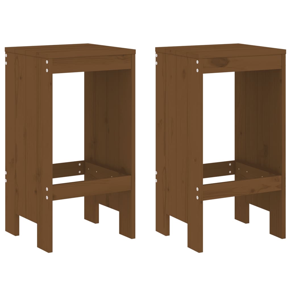 vidaXL Taburetes altos de Exterior, jardín, cocina 2 uds madera maciza 40x36x75 cm