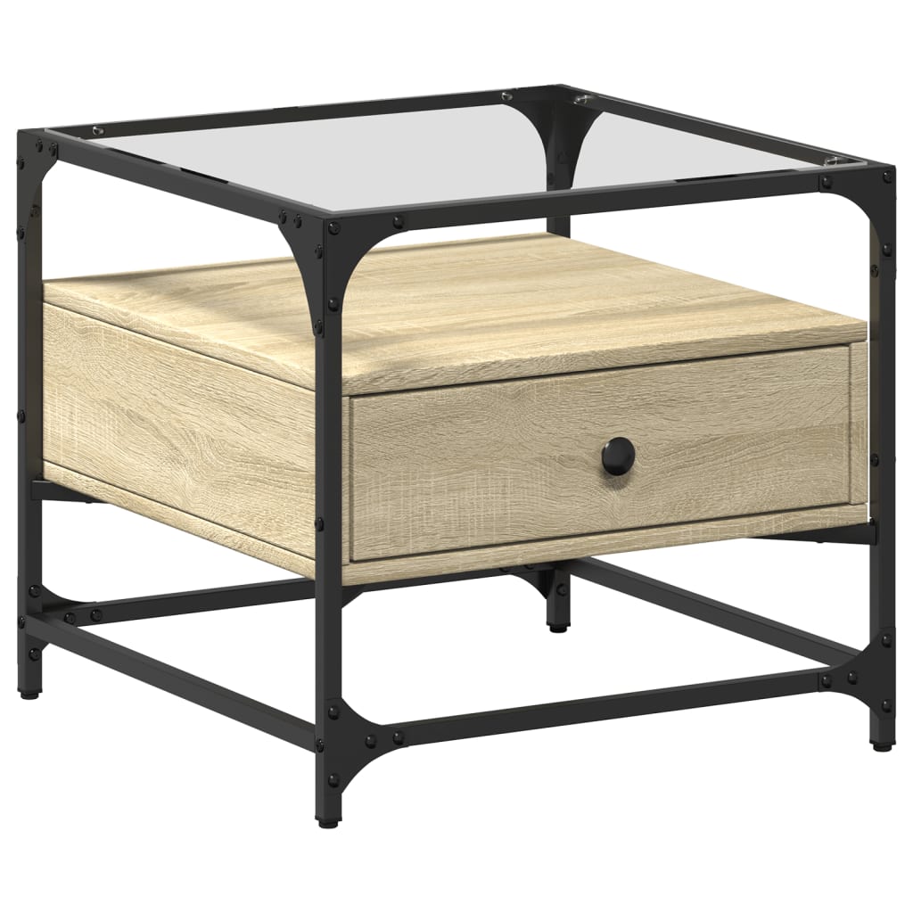 Vidaxl Mesa de Centro de Vidrio y Acero 50x50x45 Cm - Negro