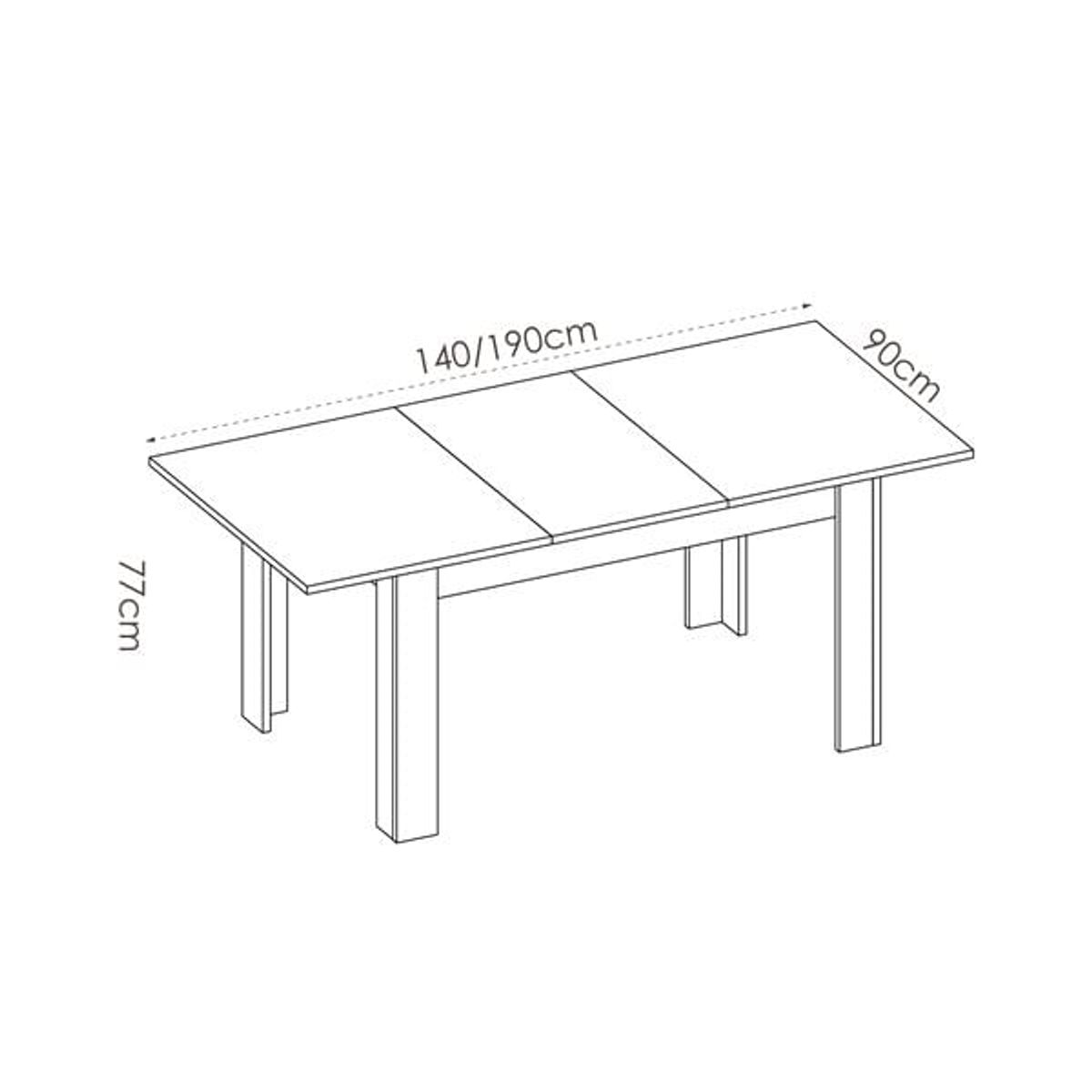 Mesa de comedor extensible Dine 77x140-190x90 cm