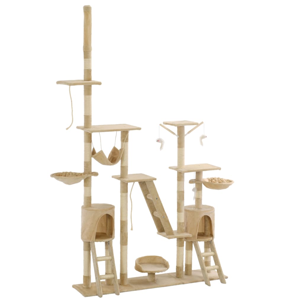vidaXL Rascador para Gatos con Poste Sisal 230-250cm Accesorios Mascotas Color Azul,  Gris,  Beige con huellasde patas y mas