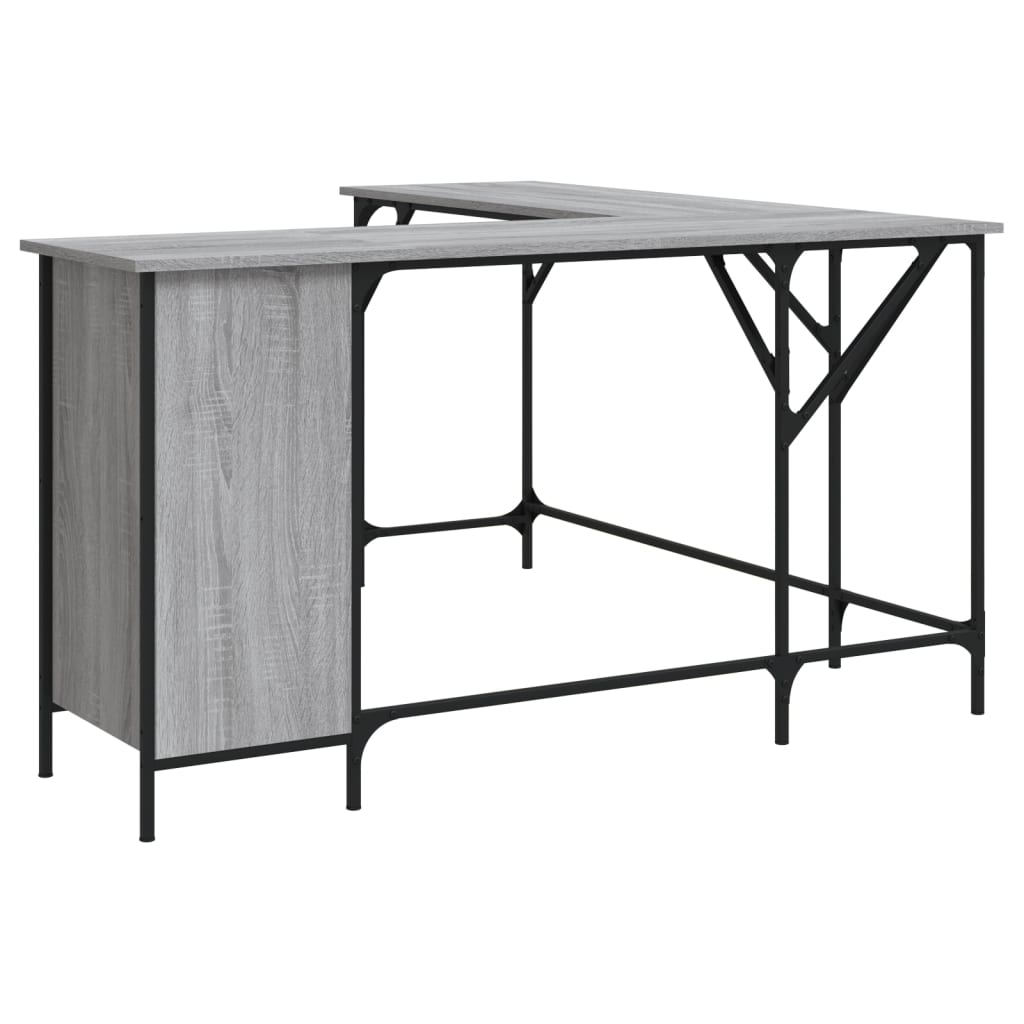 vidaXL Escritorio madera de ingeniería gris Sonoma 141x141x75 cm