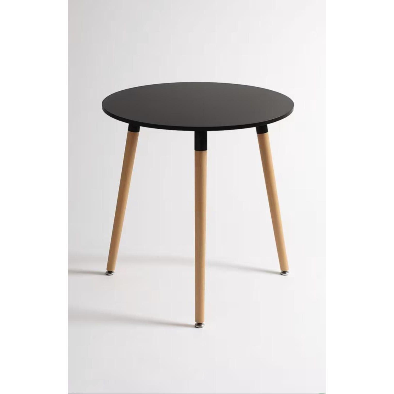 ORION91oficial® - Mesa Redonda (Ø80 x76cm) Negro 🖤 3 Patas Redonda Madera de Haya, Estilo Nórdico, Bar,Restaurante,Hostelería,Comedor,Salón,Cocina,Teletrabajo,Oficina - spaziOrion91