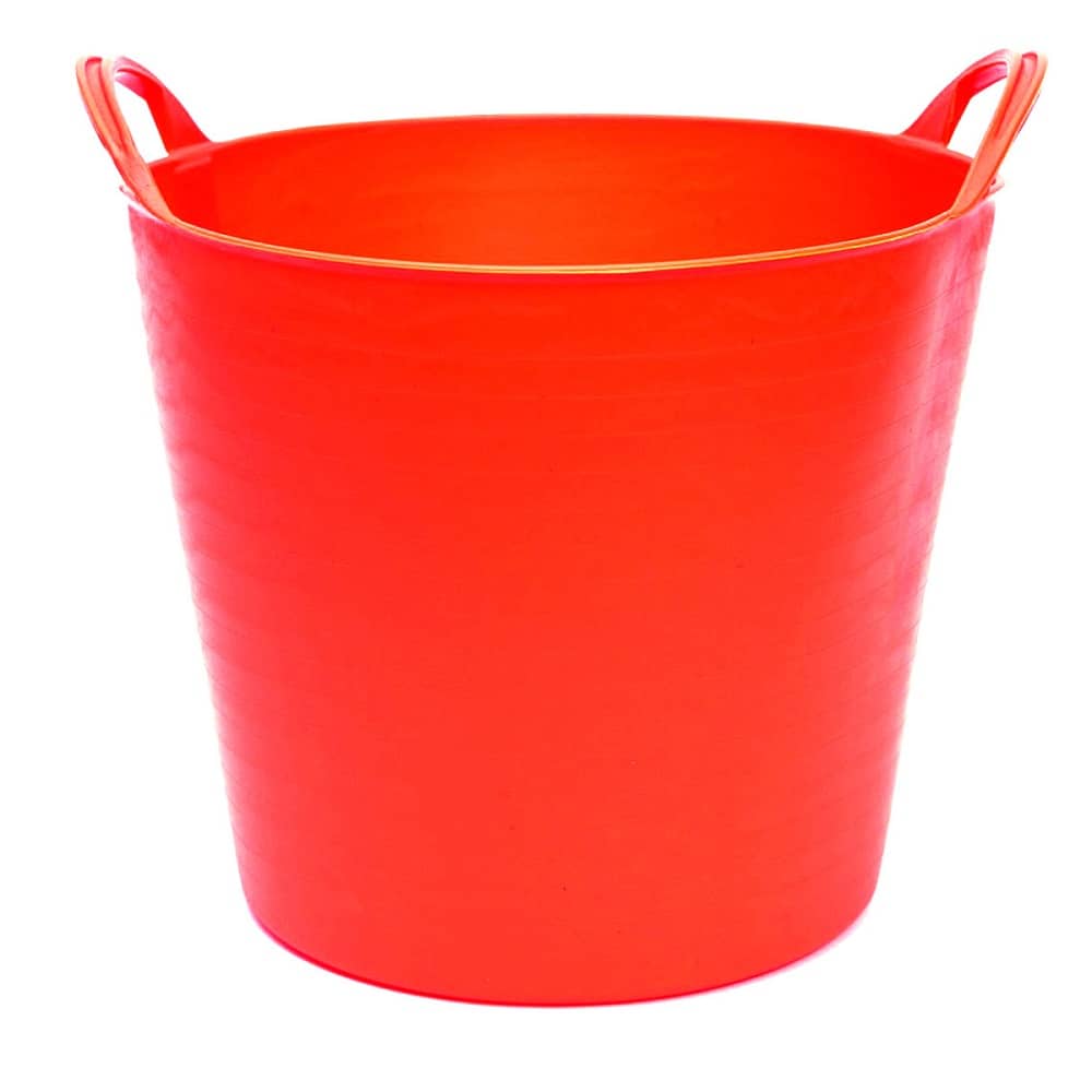 CABLEPELADO Capazo de Plástico Multiusos - Cubo, Balde, Cubeta, Barreño 25L - Diámetro: 38cm Superior, 28cm Inferior, 30cm Altura - Rojo