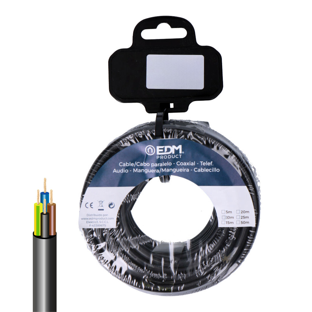 CARRETE MANGUERA ACRILICA 4x2,5mm 1000V NEGRA 15m