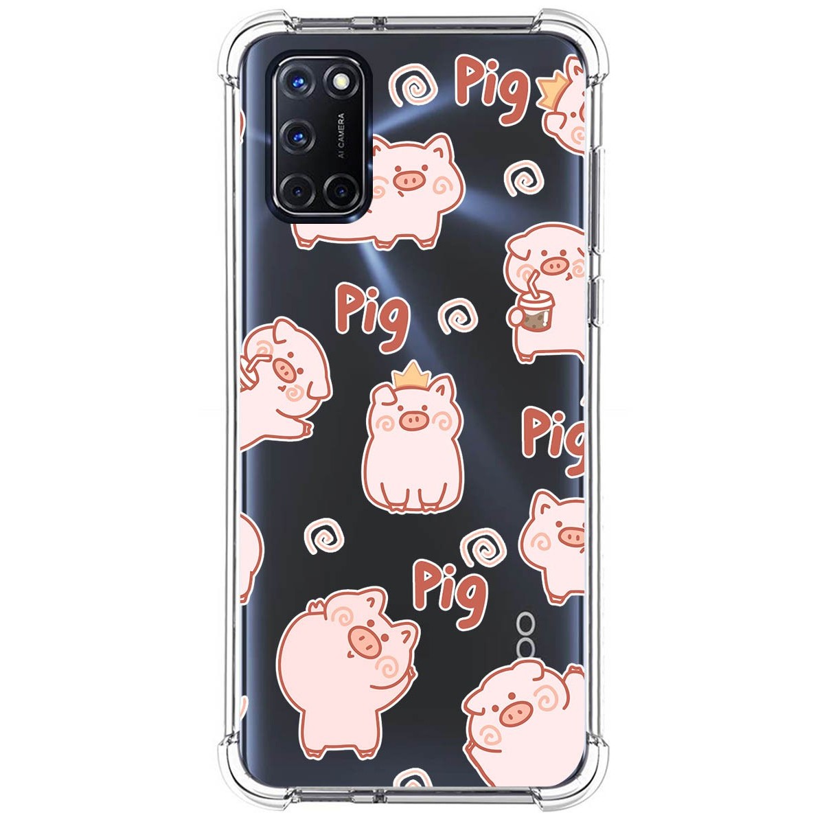Tumundosmartphone Funda Silicona Antigolpes para Oppo A52 / A72 diseño Cerdos Dibujos