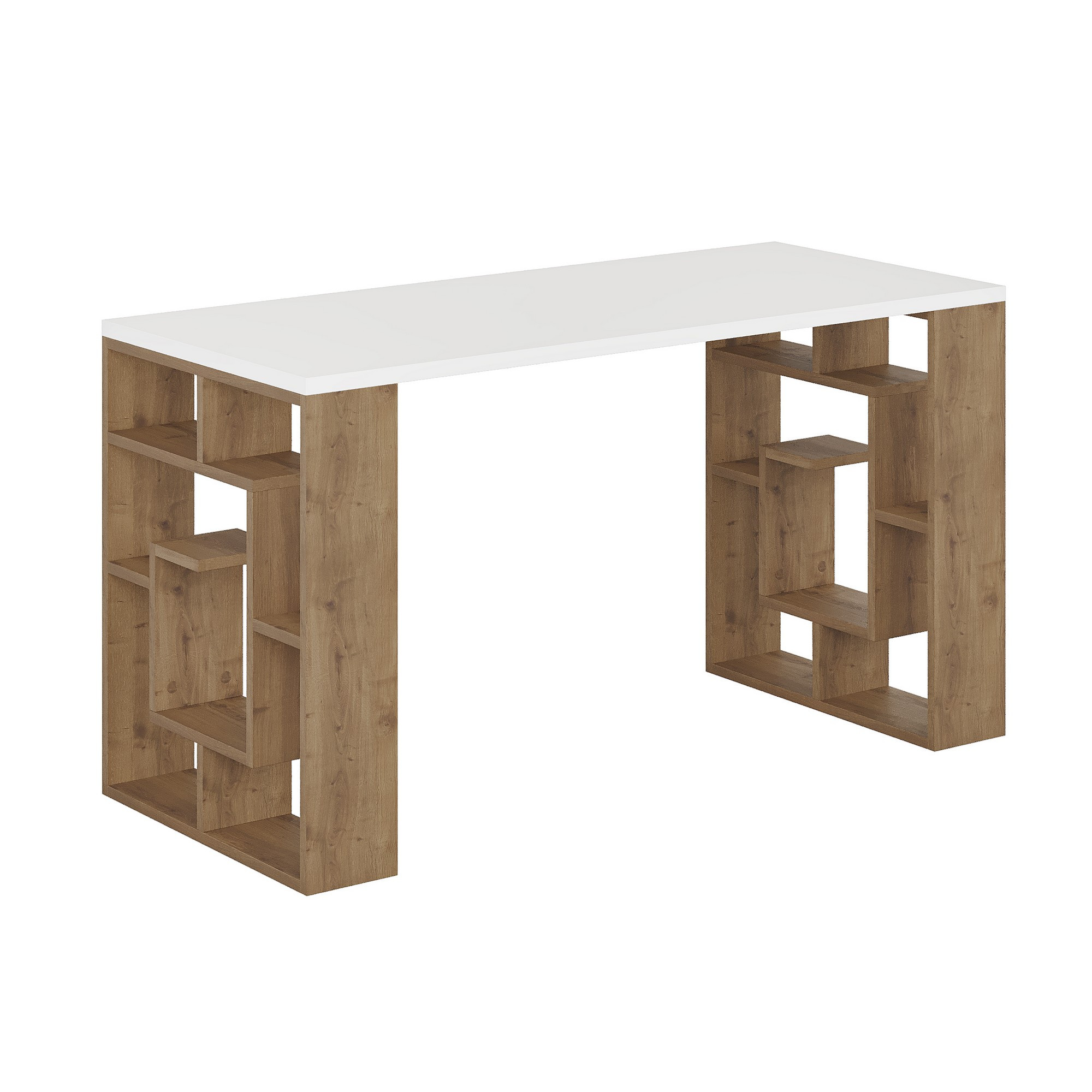 Habitat y Jardin - Escritorio de madera "Laberinto" 140 x 60 x 75 cm - Blanco