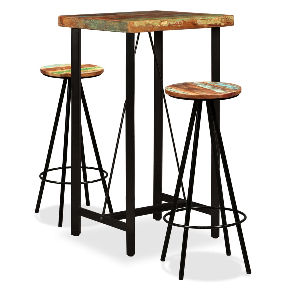 vidaXL Set Muebles de Bar Mesa Taburetes Sillas Asientos Madera Maciza Reciclada