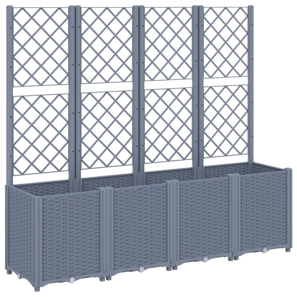 vidaXL Jardinera con enrejado PP 160x40x140 cm Color Gris,  Blanco,  y mas