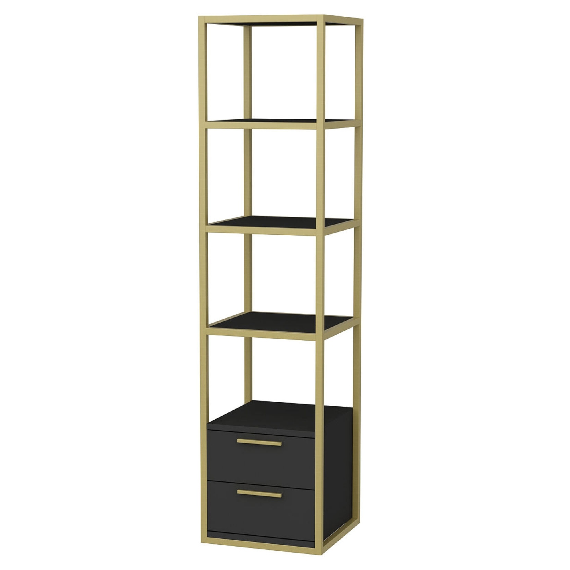 Librería, 100% Tablero de aglomerado rechapado en melamina, Color Oro Antracita WELLHOME