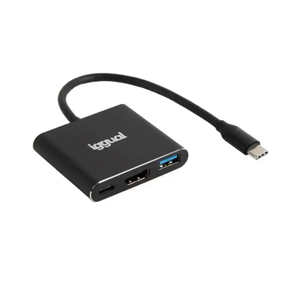 Iggual hub 3 ports usb 3.2 gen 1 hdmi type-c 100 w black aluminum