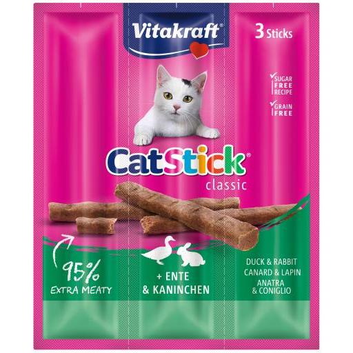 Vitakraft Cat-Sticks minis pato-conejo para Gatos (Gatos , Snacks , Palitos) - 3 Sticks3