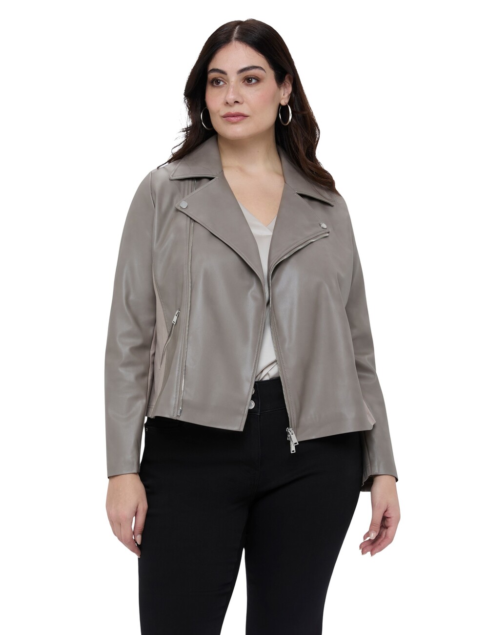 Fiorella Rubino - Chaqueta biker con insertos de tejido elástico