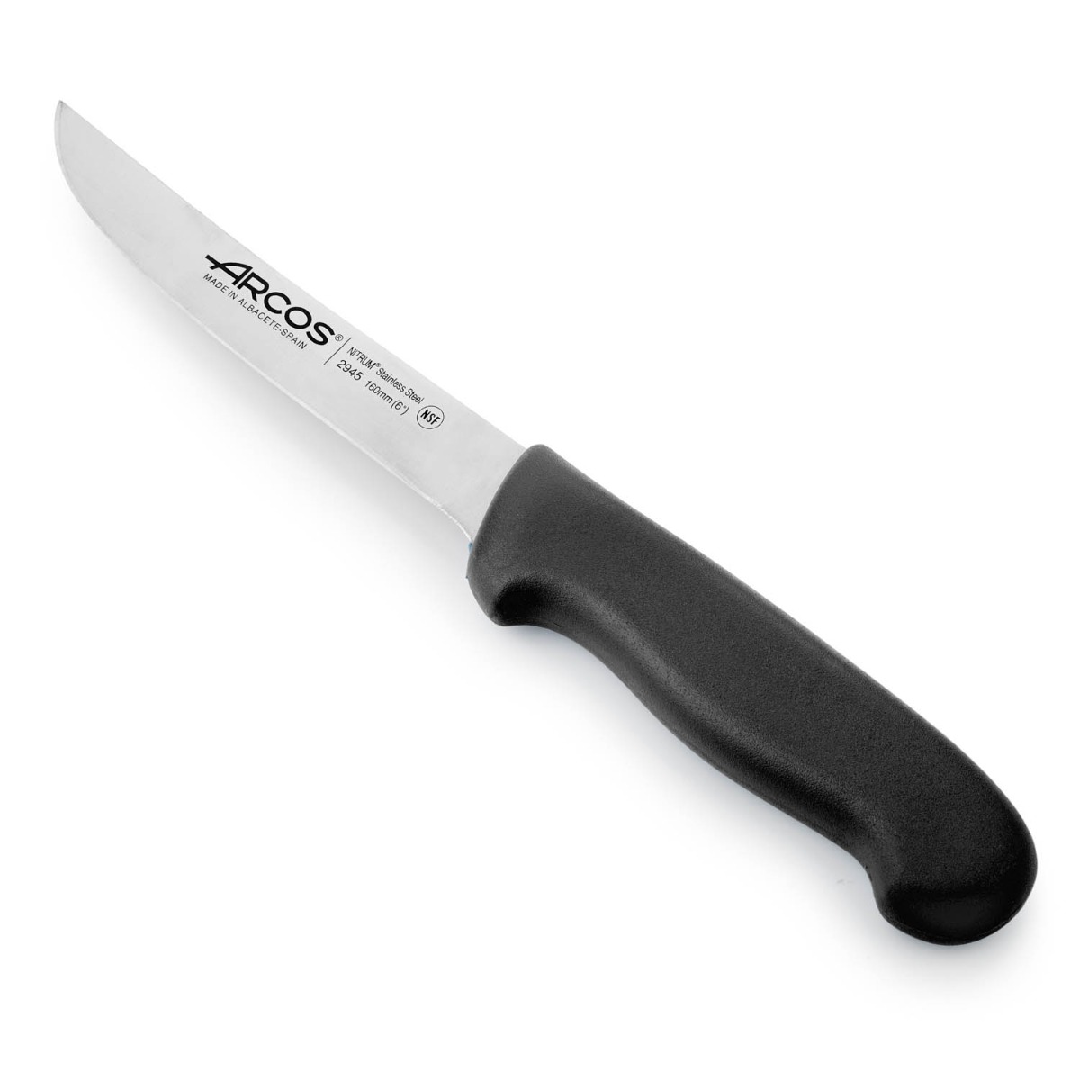 Arcos - Arcos Serie 2900 - Cuchillo Deshuesador - Hoja de Acero Inoxidable NITRUM de 160 mm - Mango inyectado en Polipropileno Color negro