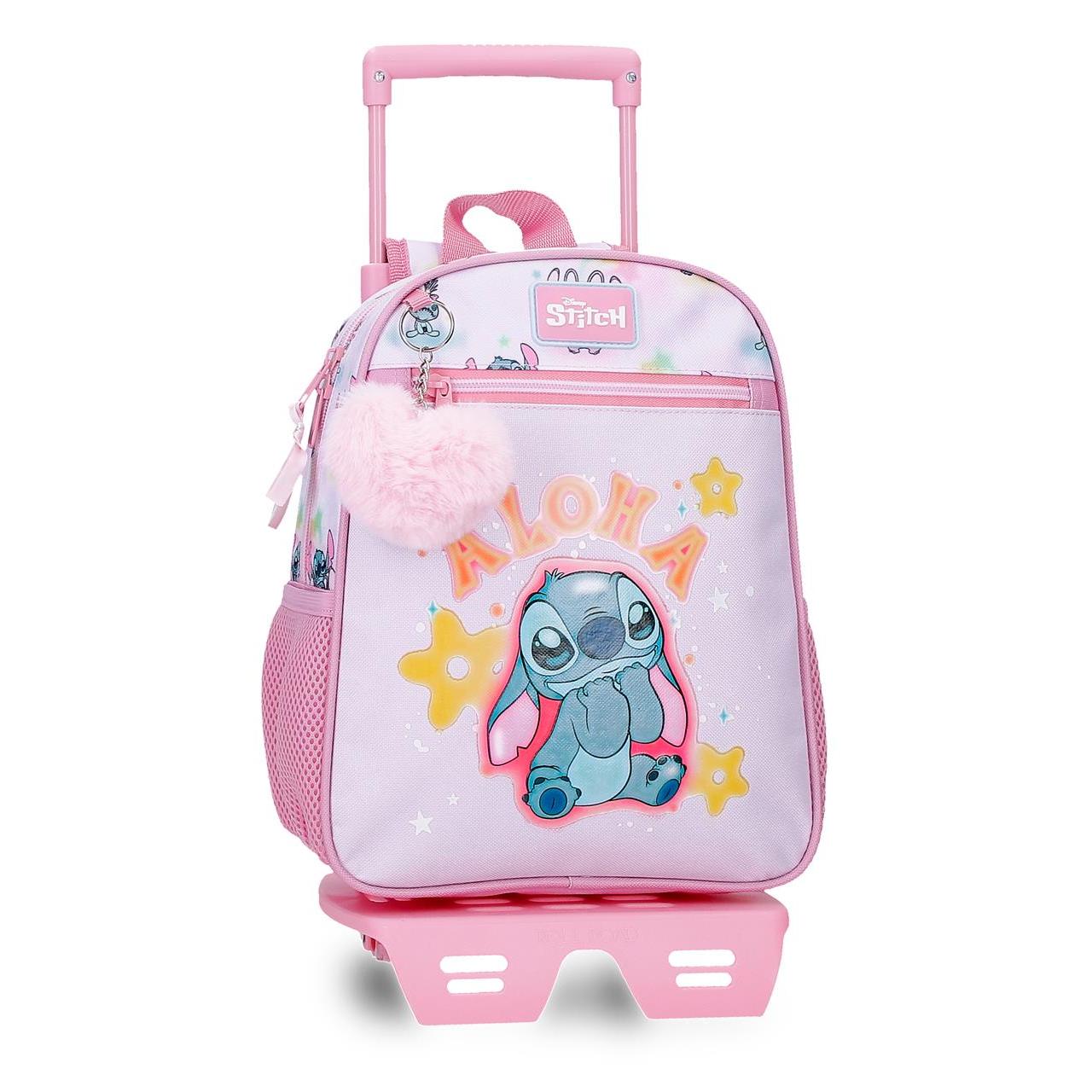 Mochila escolar con carro Stitch You & Me 23x28x10cm Malva