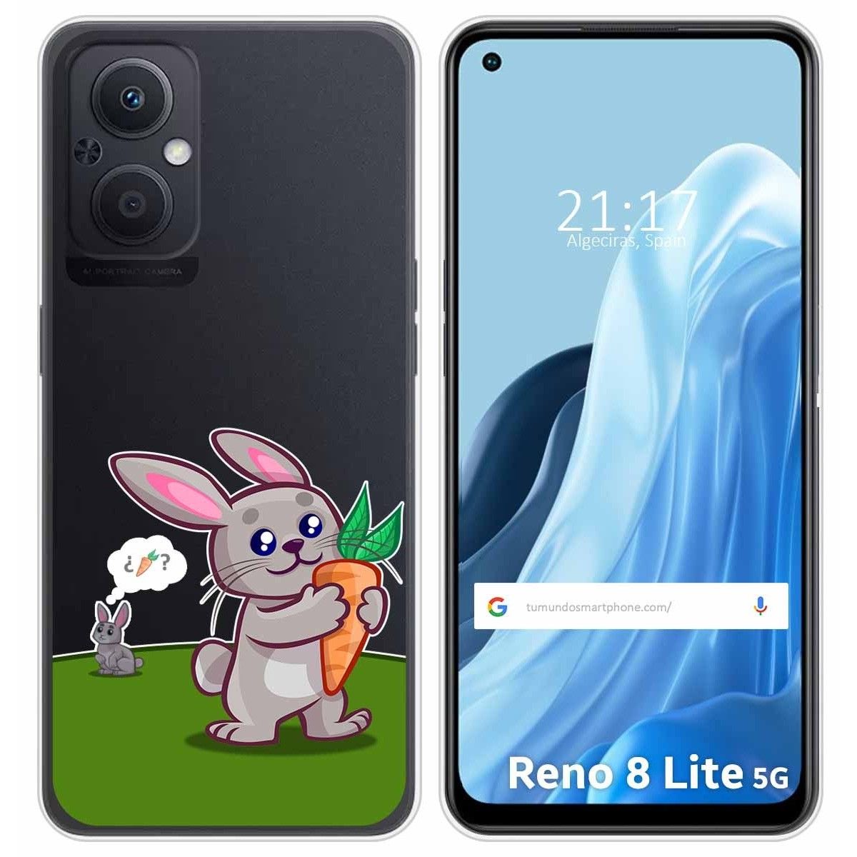 Funda Silicona Transparente para Oppo Reno 8 Lite 5G diseño Conejo Dibujos