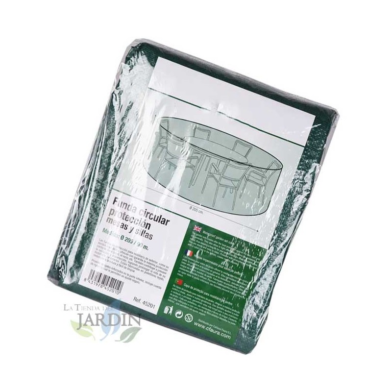 SUINGA Funda protección sillas y mesas, diámetro 205 x alto 90 cm, funda de protección para muebles de jardín contra lluvia y sol
