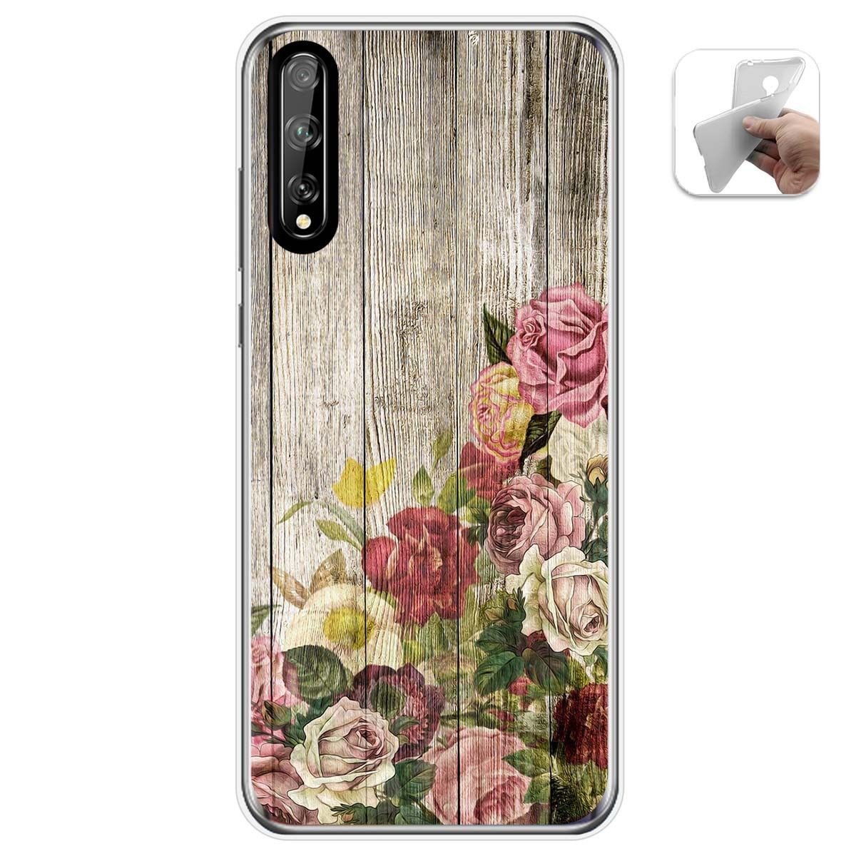 Tumundosmartphone Funda Gel Tpu para Huawei P Smart S / Y8p diseño Madera 08 Dibujos
