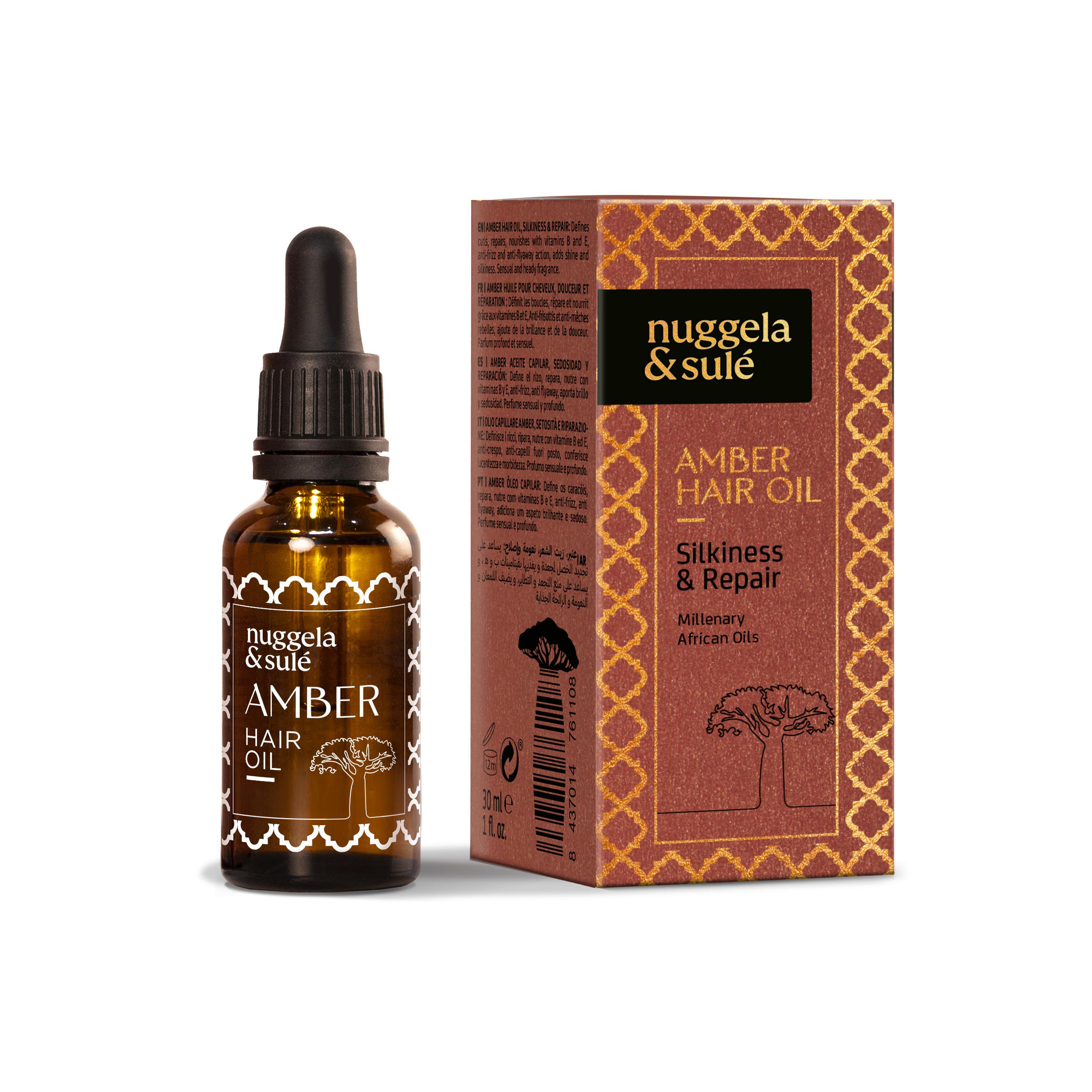 Nuggela & Sulé Aceite para el Cabello AMBER - Fórmula Africana para Hidratación Instantánea, Nutrición con Vitaminas, Brillo y Sedosidad, Antiencrespamiento y Definición del Rizo
