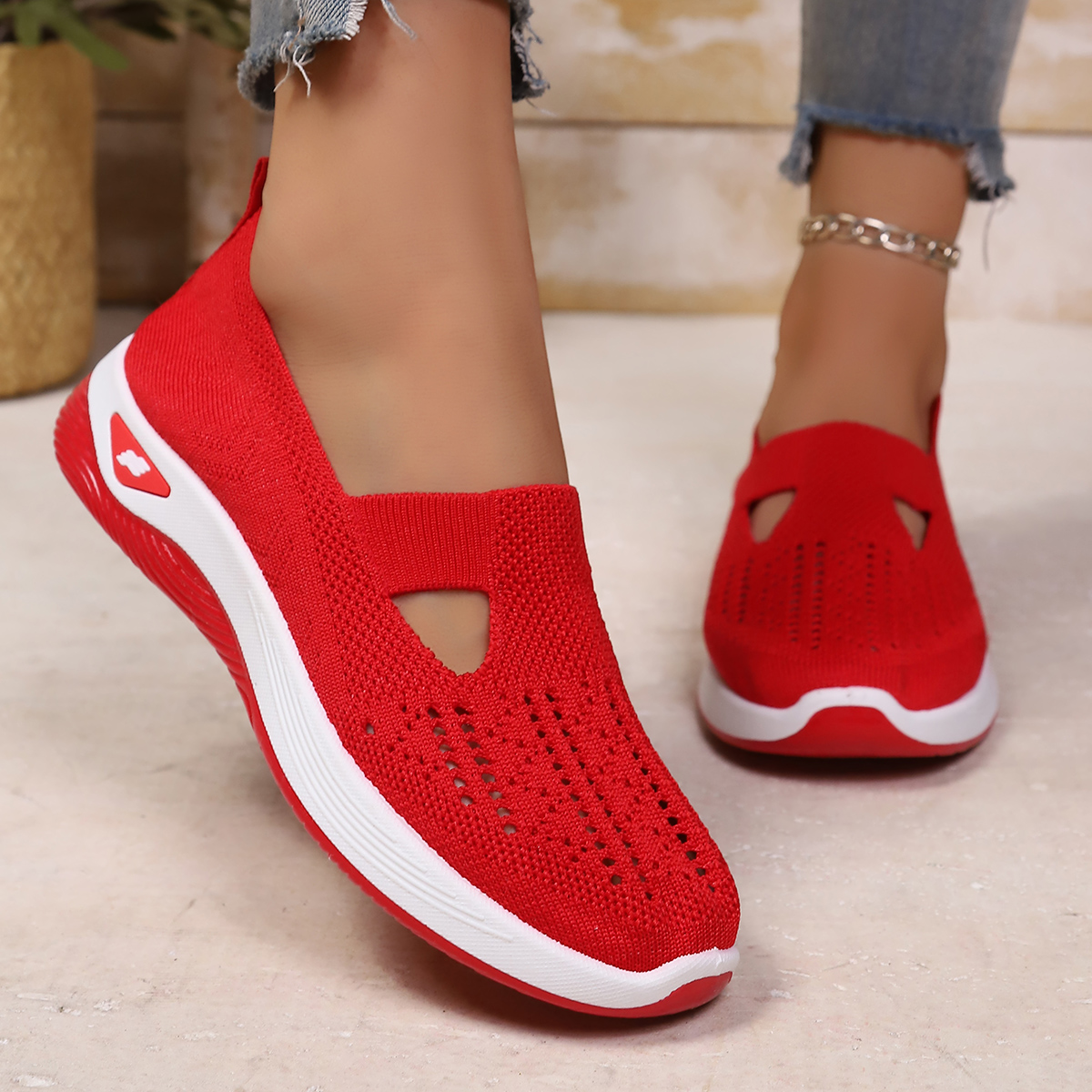 Zapatos De Caminar Slip-On Para Mujer De Tallas Grandes Con Colores Variados Cómodos Y Casuales Para Actividades Diarias En Ancianos