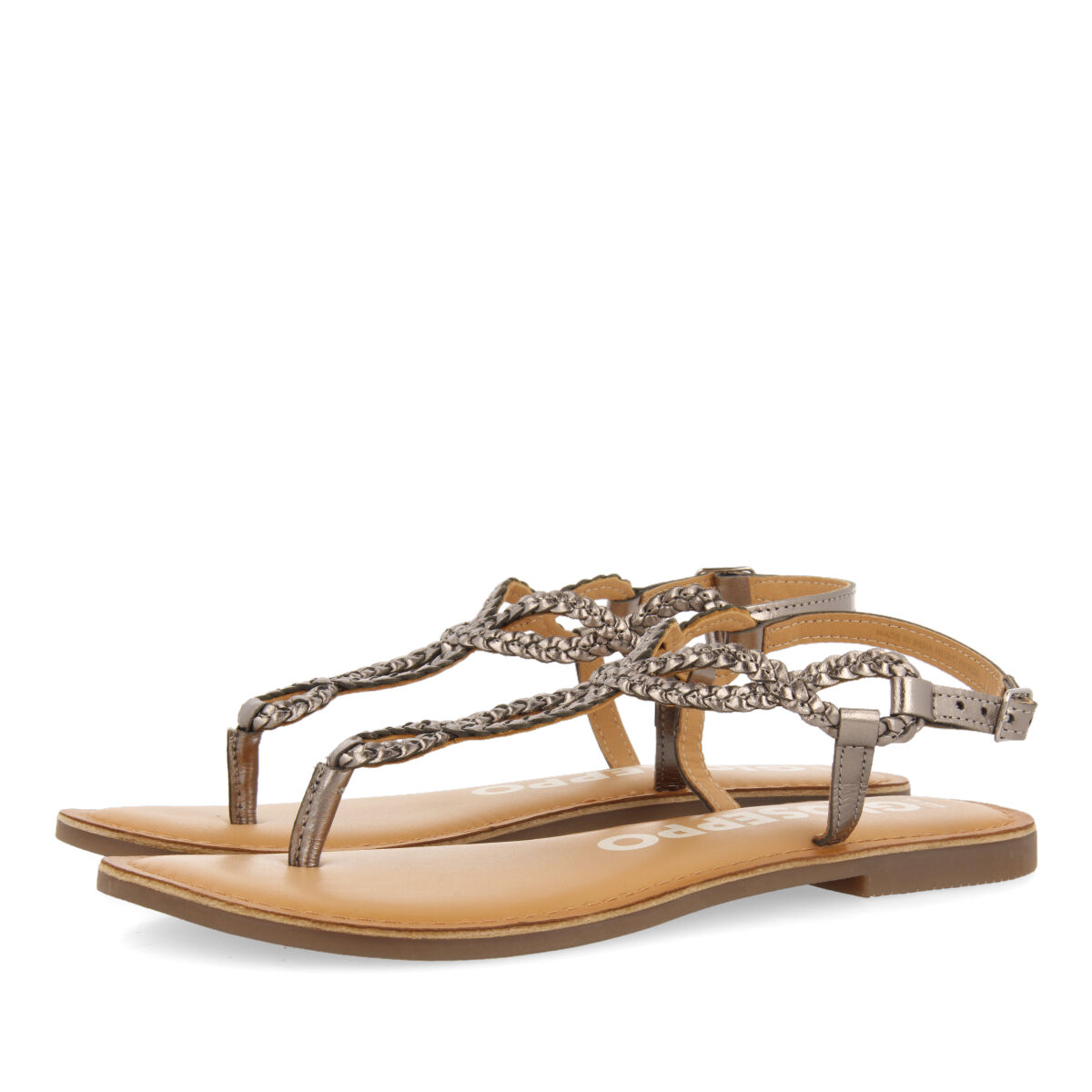 Gioseppo Sandalias de Tiras Trenzadas Color Plomo para Mujer Merignas