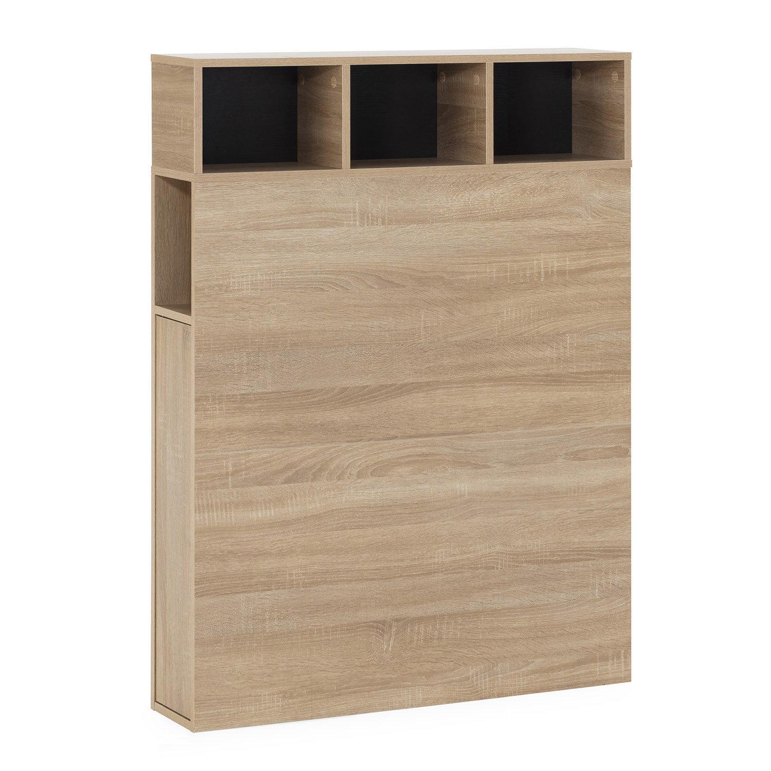 VS Venta-Stock Cabecero de Cama Zeus 95 cm con almacenaje Roble, 2 Puertas 9 Huecos