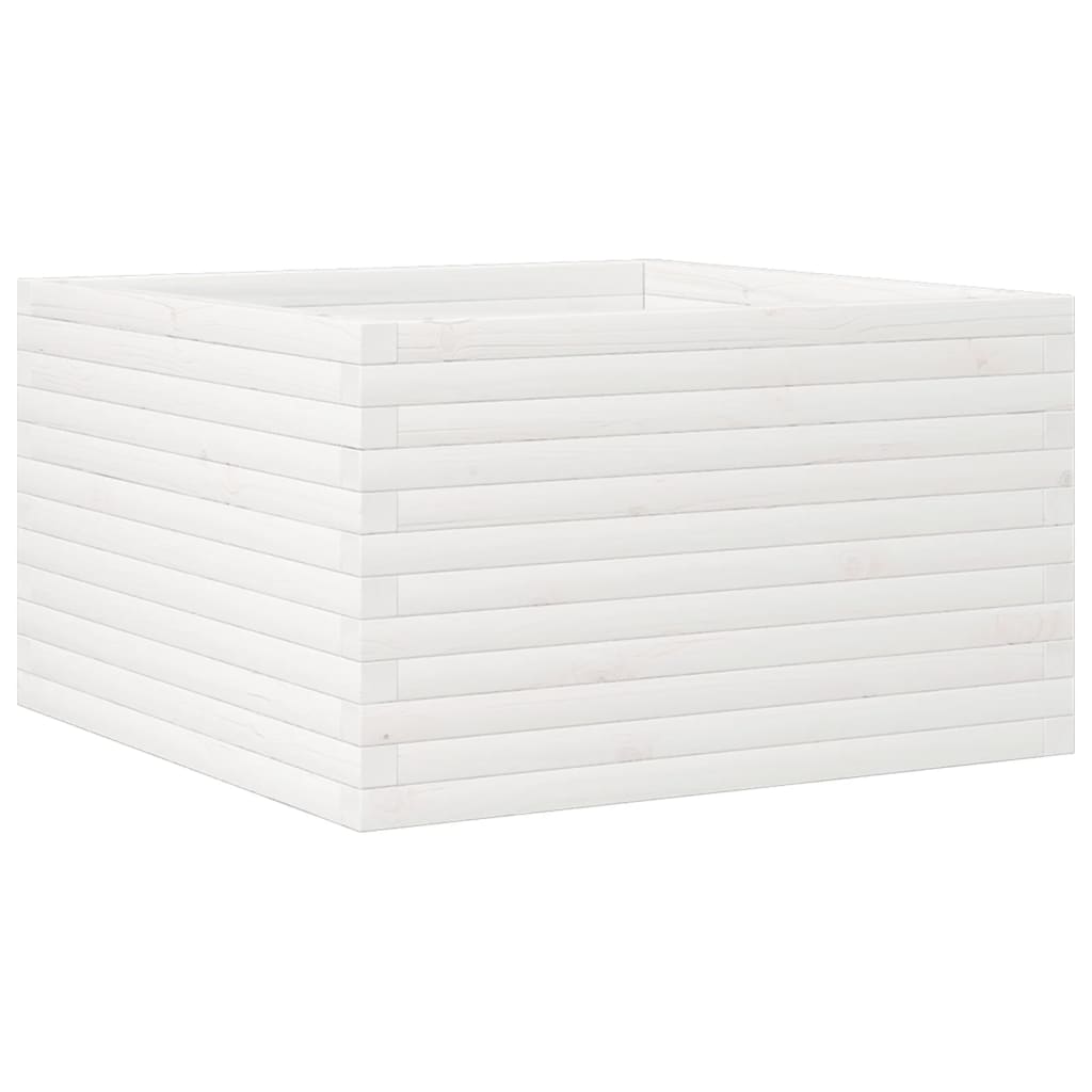 vidaXL Jardinera madera maciza de pino 80x80x45,5 cm Color Pino natural,  Blanco,  Marrón cera y mas
