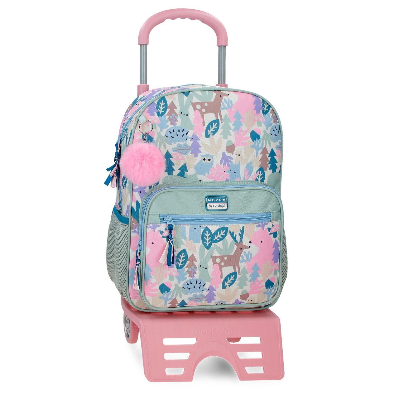 Mochila escolar con carro Movom Forest verde claro