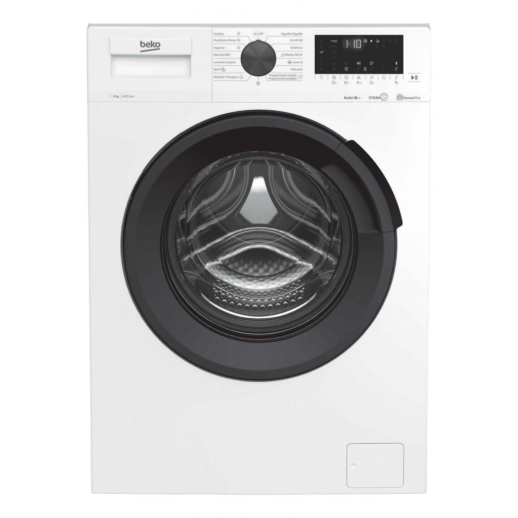Beko - Lavadora frontal BM3WFT3941WB de 9 kg, Clase A y centrifugado a 1400 rpm con motor ProSmart Inverter y tecnología Energy Spin para familias, color blanco