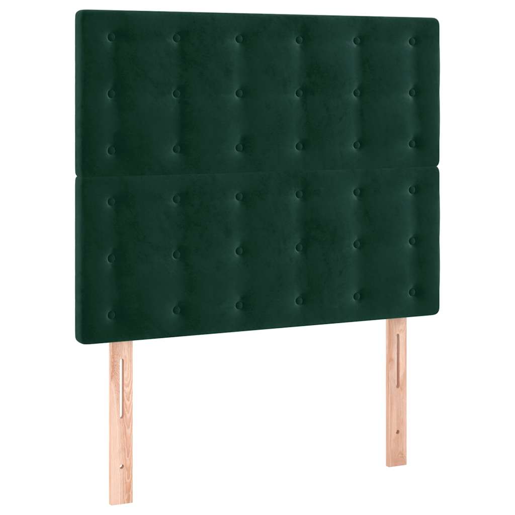 vidaXL Cabecero con luces LED terciopelo verde oscuro 100x5x118/128 cm