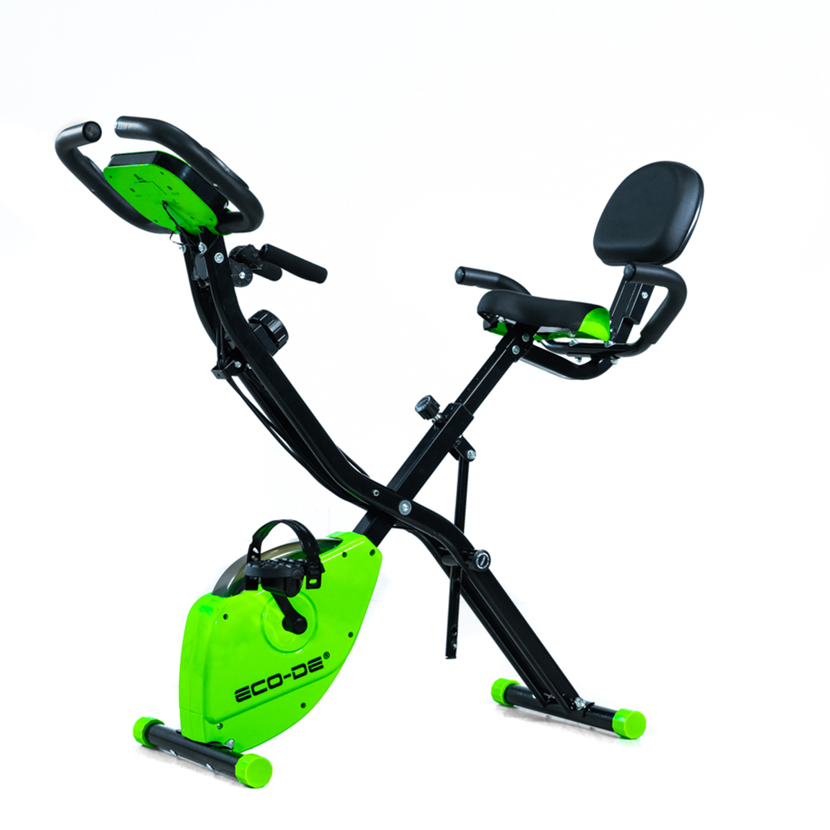 Eco-De Bicicleta Estática Plegable SLIM BIKE Doble Resistencia Elástica para ejercicios de brazos y pecho, Panel LCD ECO-809 Eco-De