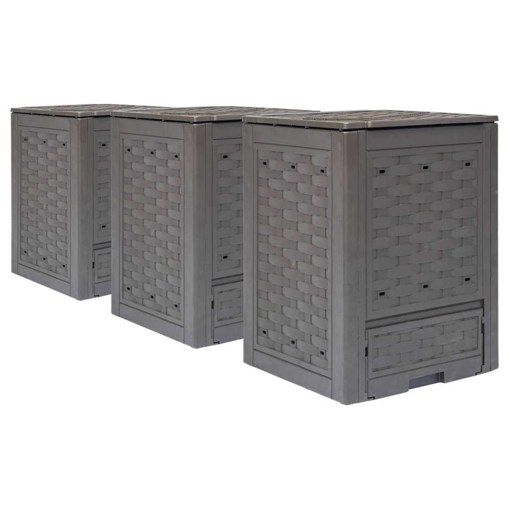 vidaXL Compostadores de Jardín Marrón 60x60x83cm Compostaje Reciclaje Capacidad 300 L (1 unidad), 600 L (2 unidades), 900 L (3 unidades)