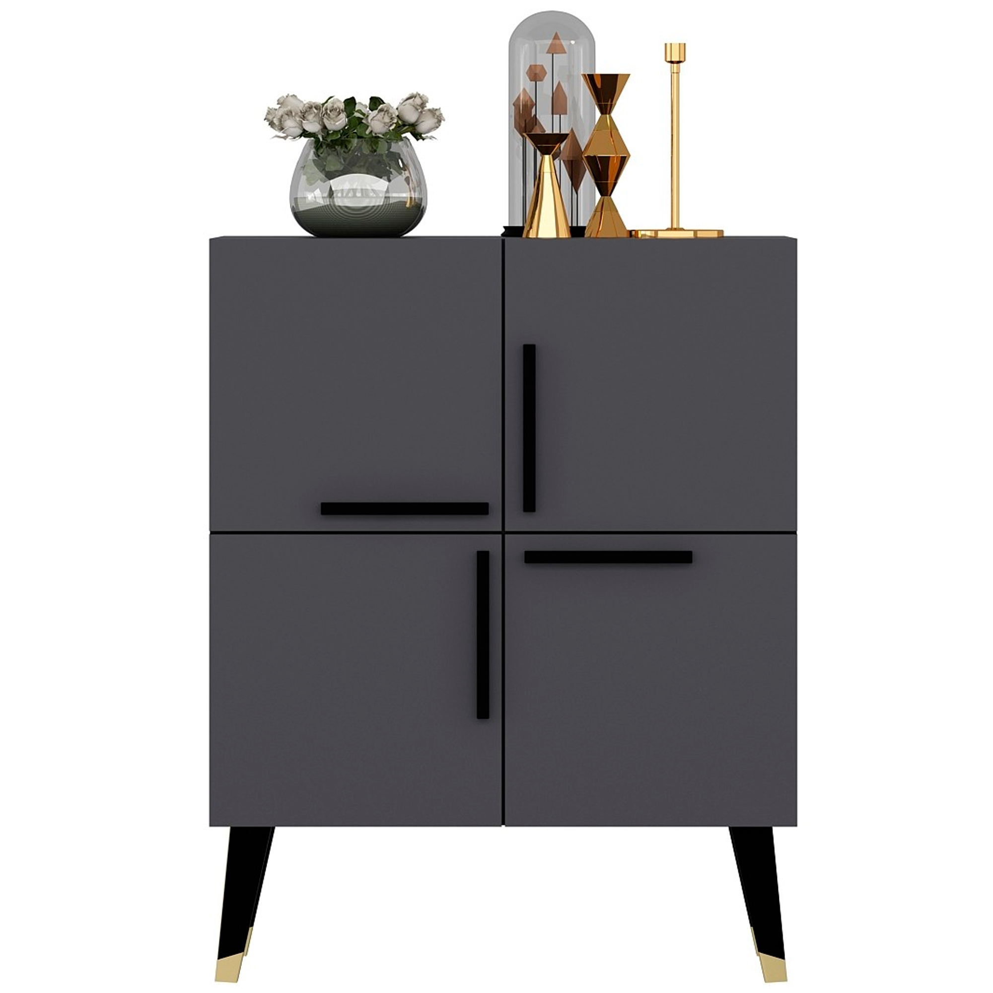 Mueble de Nogal antracita con 100% Tablero aglomerado rechapado en melamina WELLHOME.