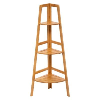 TIENDA EURASIA - Estante de Esquina de Bambú de 3 Niveles, Estanteria Madera de 32 x 32 x 103 cm, Estanteria Esquina para Baño, Cocina, Habitacion
