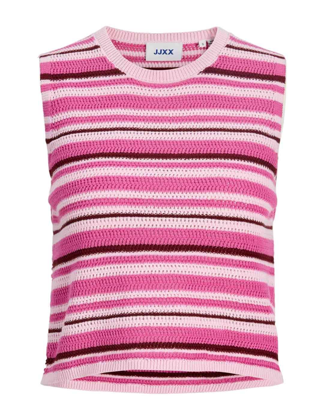 Top JJXX Zusannah rosa rayas punto manga sisa para mujer
