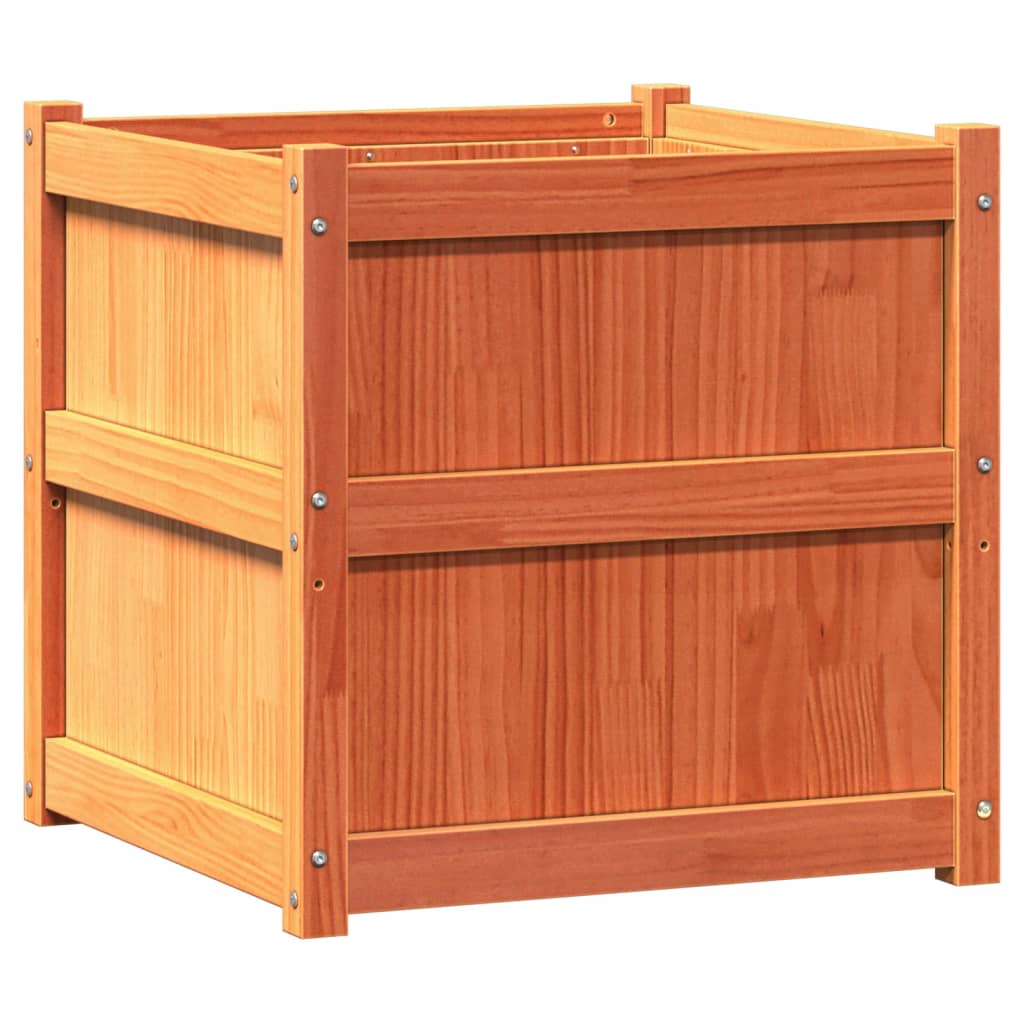 vidaXL Jardinera madera maciza de pino 60x60x60 cm Color Pino natural,  Pino blanco,  Marrón pino y mas