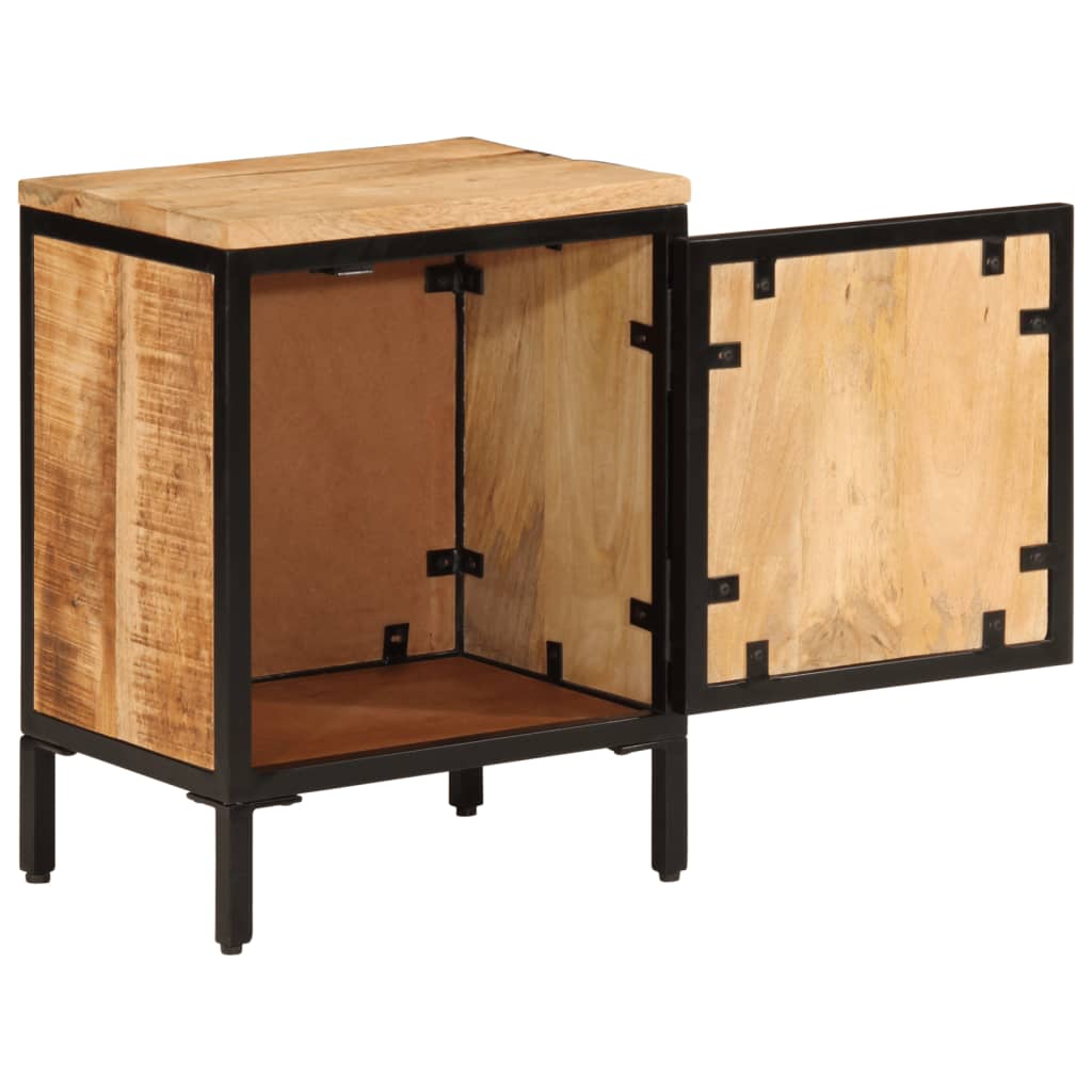 Vidaxl Mesita de Noche de Madera Maciza de Mango Rugosa 40x30x52,5 Cm