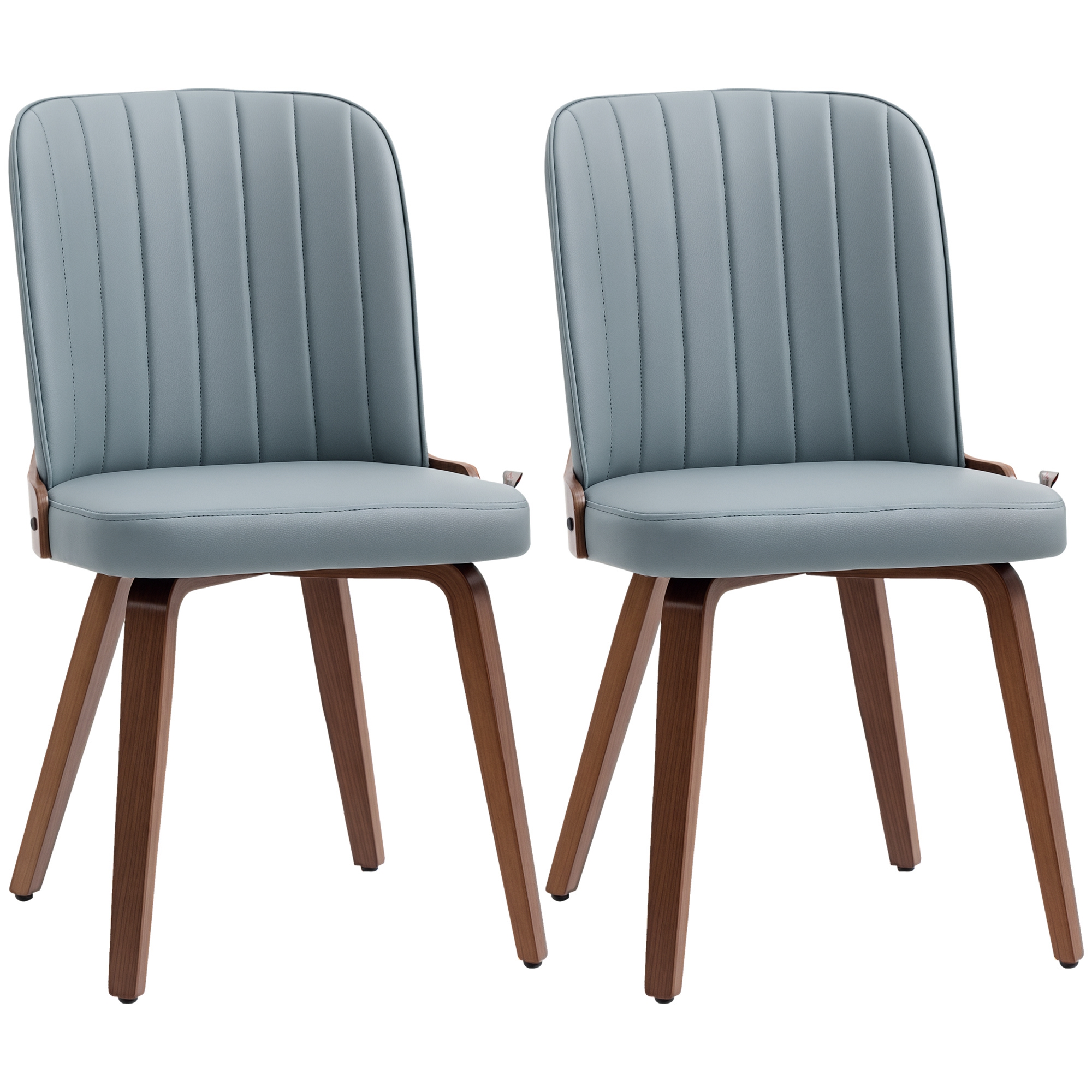 HOMCOM Pack de 2 Sillas de Comedor Modernas Sillas de Cocina con Tapizados en PU y Patas de Madera para Salón Dormitorio Carga 120 kg 47,5x57x85 cm Gris