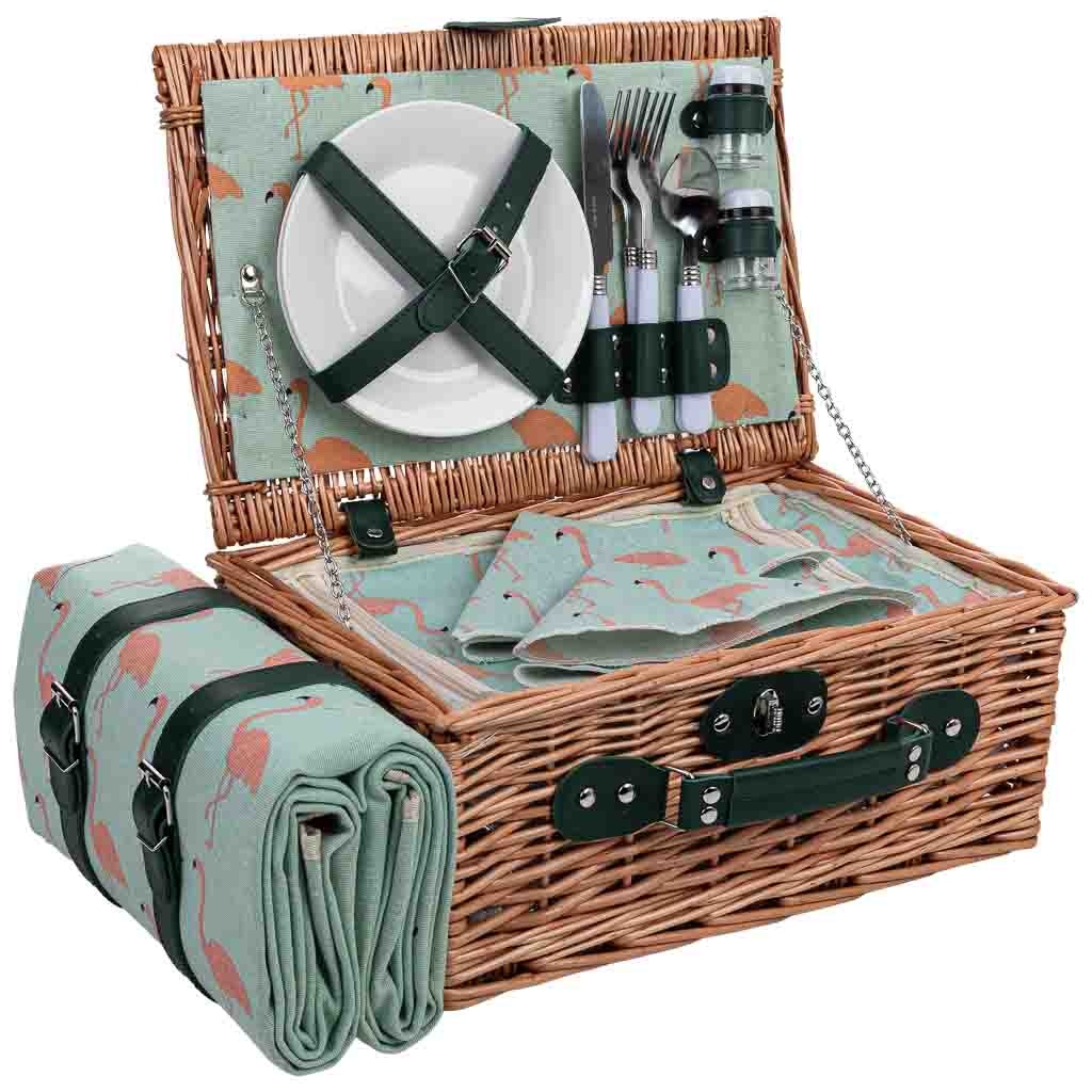 Wonderlust Deco - Cesta de picnic 4 servicios marrón 38x26x18cm Marrón 38x26x18cm