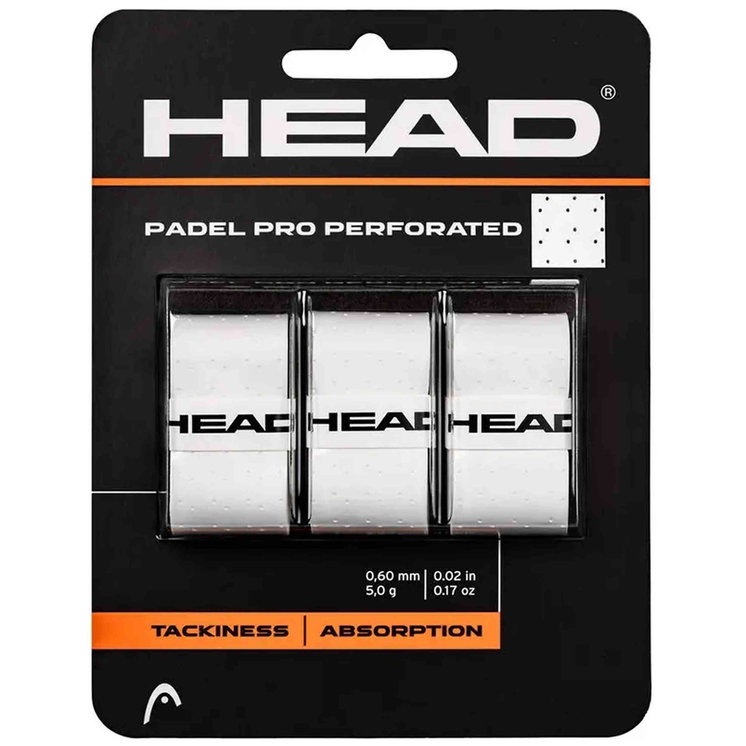 Overgrip Padel Pro Perforated 3Pcs Head en color Blanco
