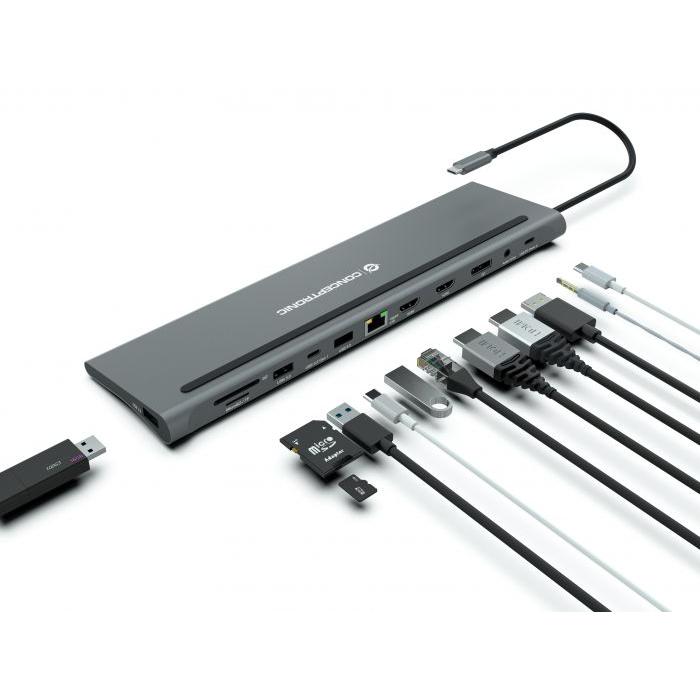 Conceptronic donn17g laptop dock and port replicator wired usb 3.2 gen 1 (3.1 gen 1) type-c gray