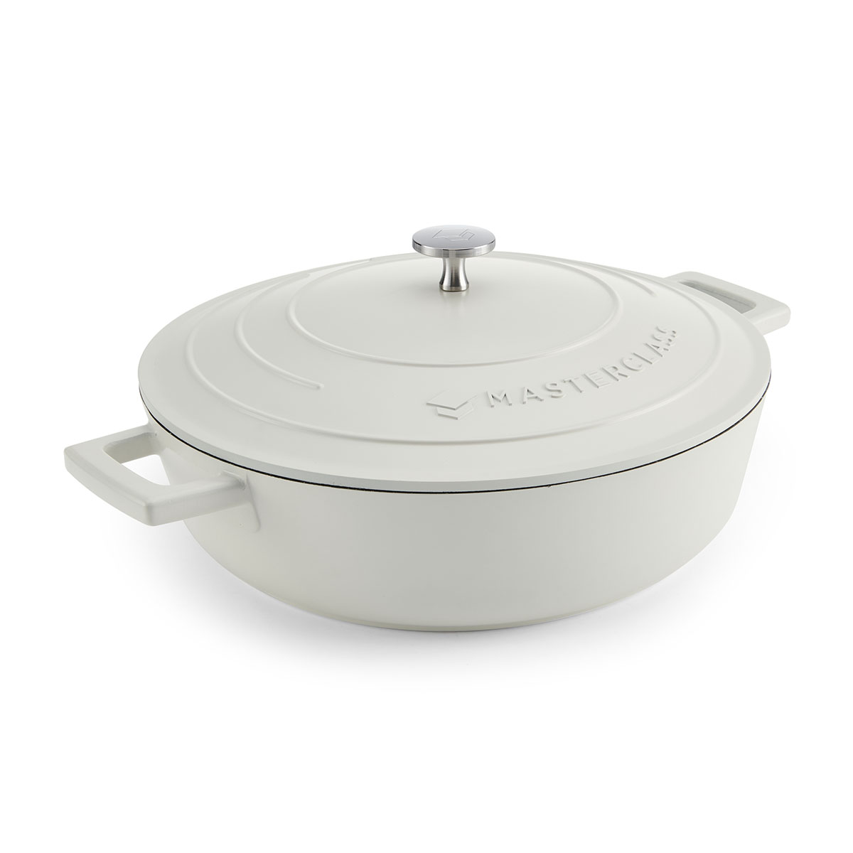 Masterclass Cacerola Poco Profunda con Tapa, 4 L/28 Cm, Aluminio Fundido Ligero, Apto para Inducción, Horno y Horno, Color Crema - Alta Calidad