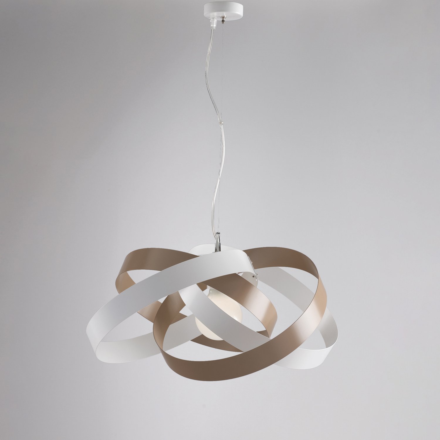 Suspensión Modern Vertigo 1 Luz 4 Círculo Lacado Hierro Blanco Y Gris
