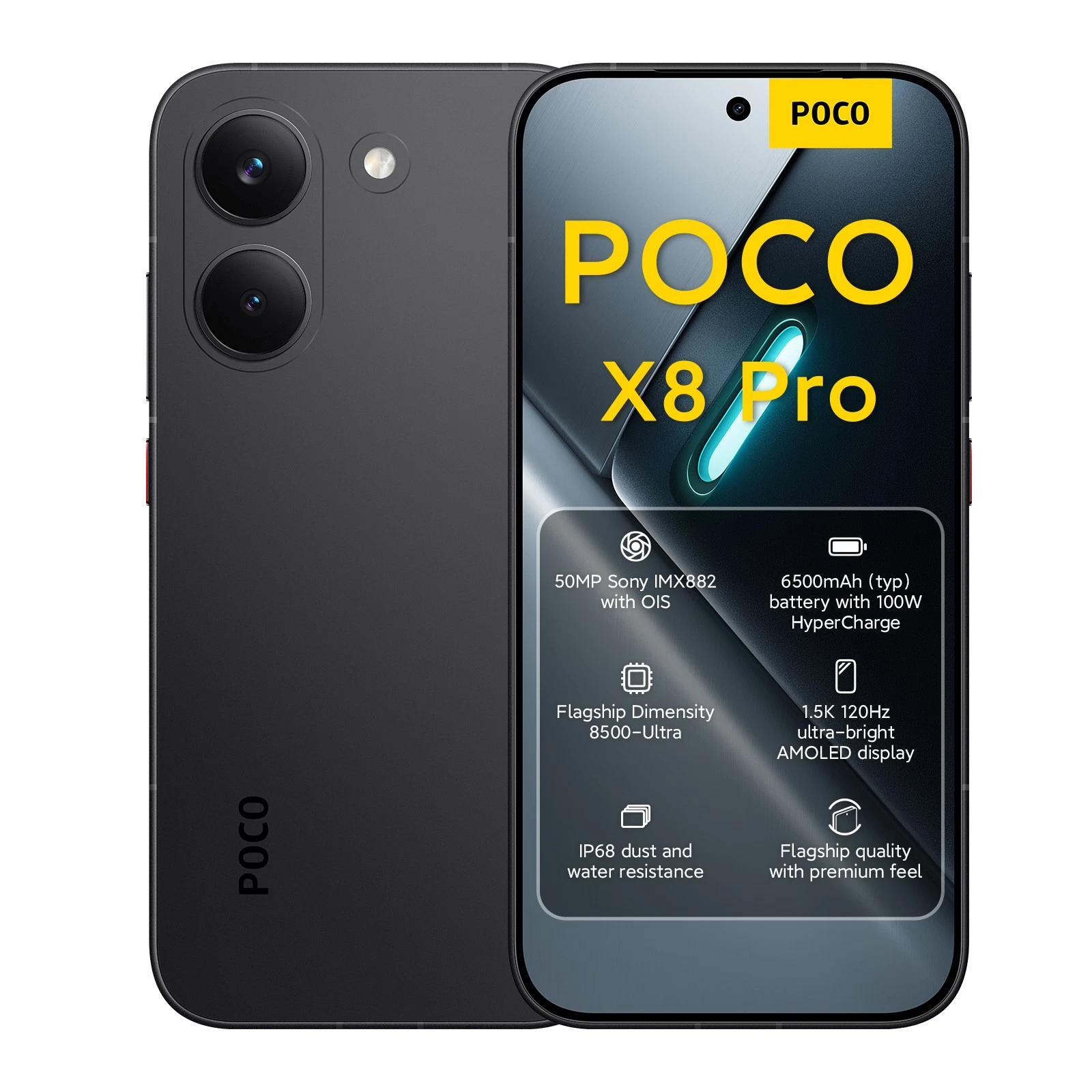 Móvil Xiaomi POCO X8 Pro 256GB/512GB, Pantalla de6.59 " 1.5K AMOLED, batería de 6500 mAh, Sensor Sony IMX882 de 50MP con OIS, Versión EU, Cargador no Incluido