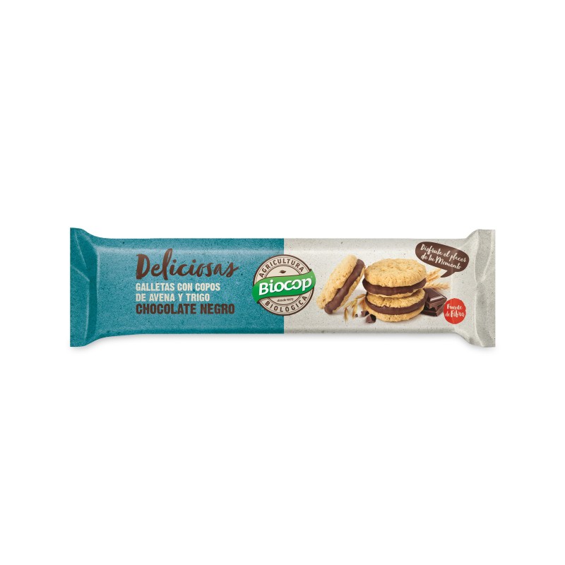 Galletas con Copos de Avena Rellena de Chocolate Negro Biocop