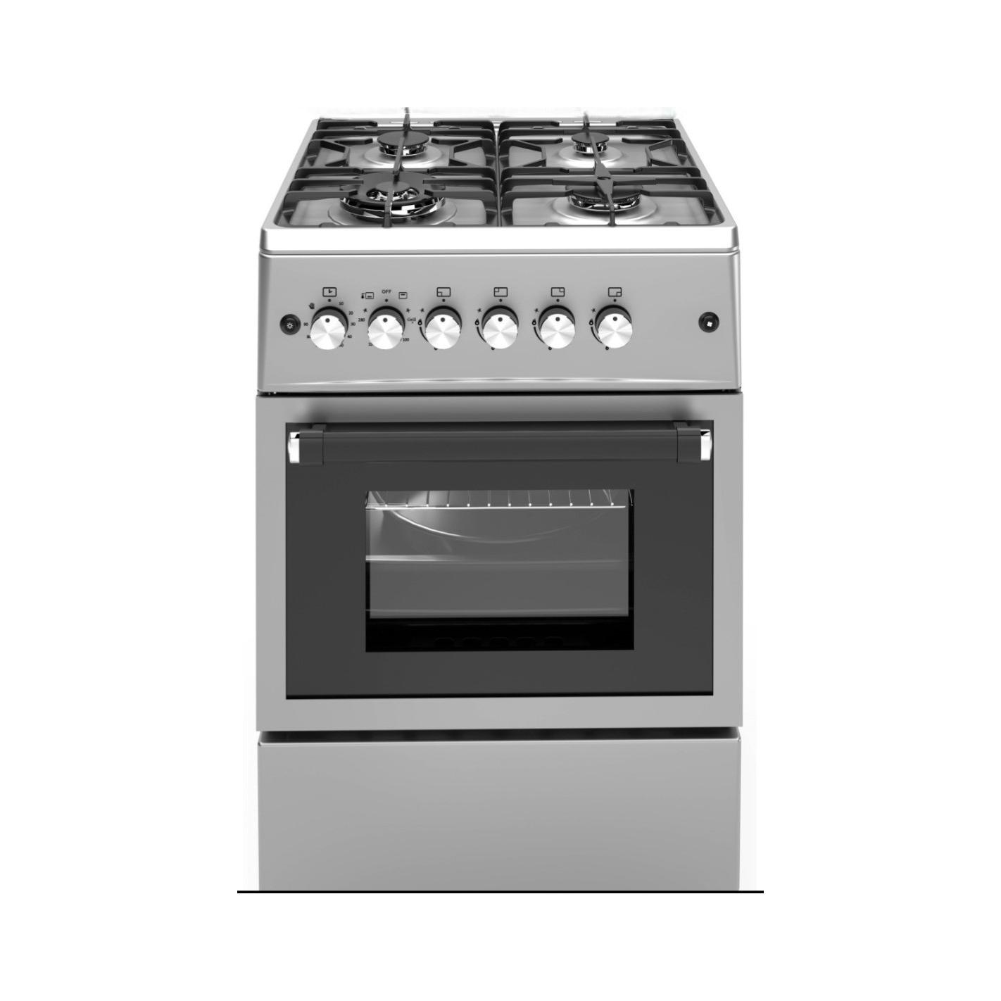 ALPHA Cocina de Gas VULCANO LUX-60 Inox. Encendido automático, Wok, Ventilador y Temporizador. *Alta Gama*