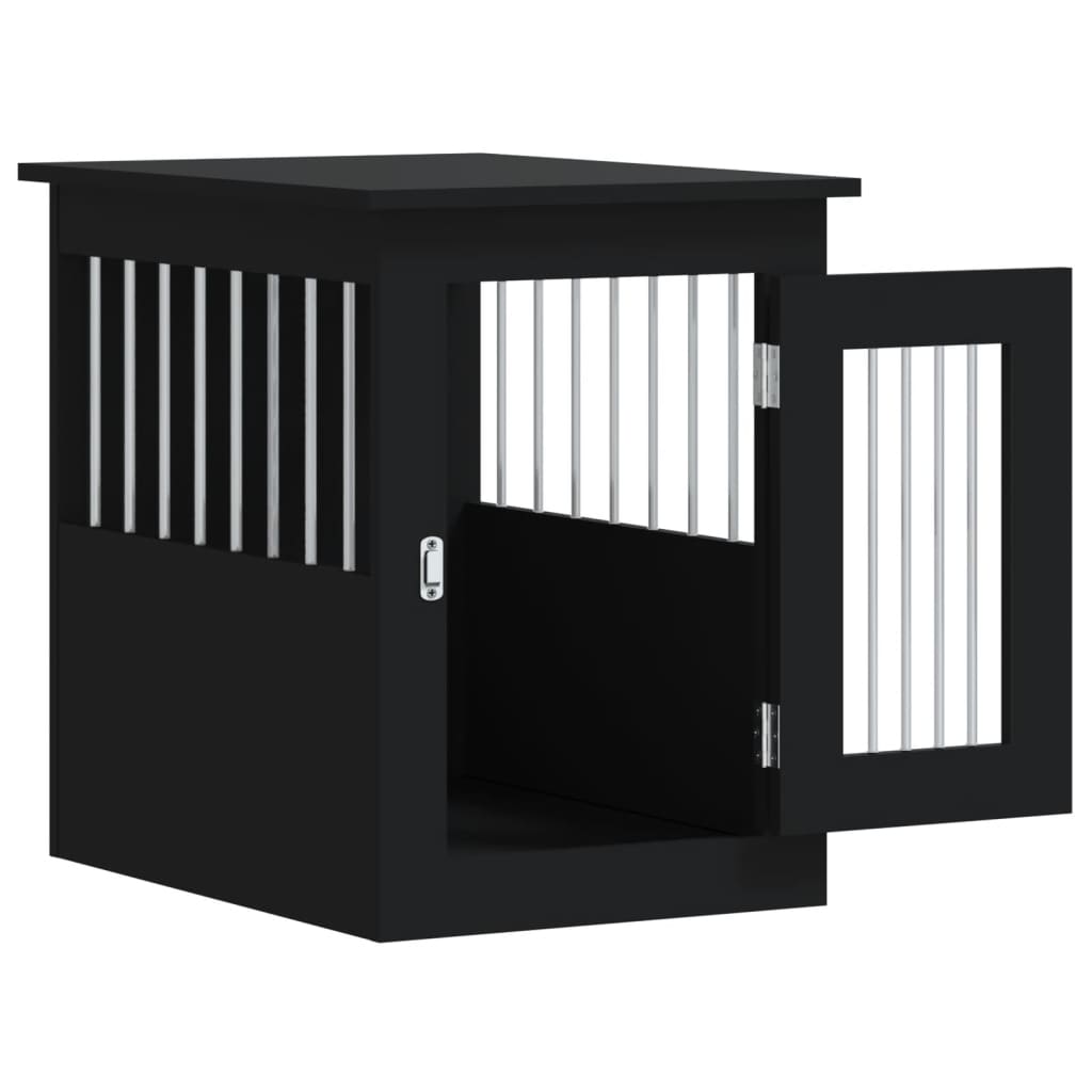 vidaXL Jaula para Perros Caseta Perrera Refugio Madera de Ingeniería Color Negro,  Marrón roble,  Roble Sonoma y mas